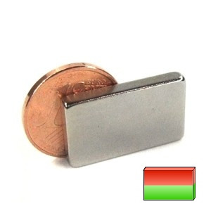 Blockmagnet 20.0 x 3.0 x 12.0 mm N42 nickel - holds 3.2 kg