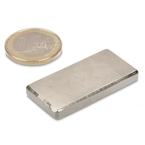 Blockmagnet 40.0 x 20.0 x 5.0 mm N42 nickel - holds 8.8 kg