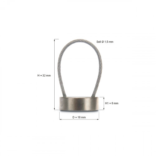 Magnetic plate Ø 18 with flexible steel cable VarioSeil holds 10 kg