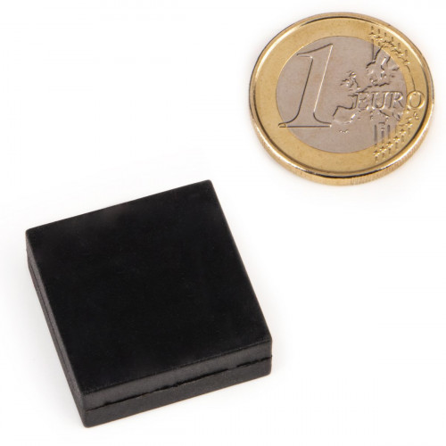 Blockmagnet neodymium 25.4 x 25.4 x 9.5 mm rubberized - black