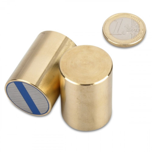 NdFeB Deep pot magnet Ø 25 x 35 mm, brass, tolerance h6 - 45.9 kg