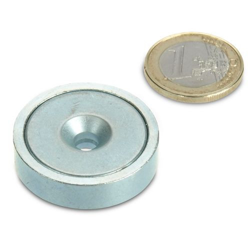 Neodymium pot magnet Ø 32.0 x 8.0 mm with counterbore holds 30 kg