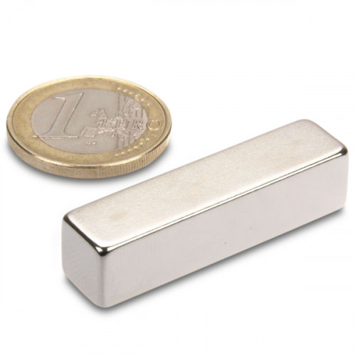 Blockmagnet 40.0 x 10.0 x 10.0 mm N42 nickel - holds 13.5 kg