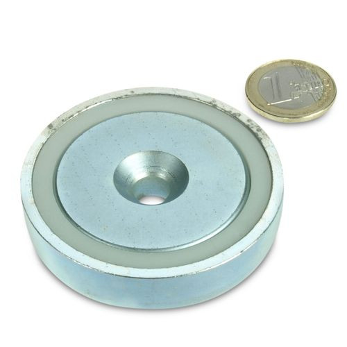 Neodymium pot magnet Ø 60.0 x 15.0 mm with counterbore holds 130 kg