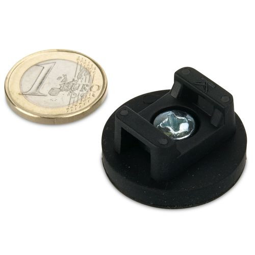 Magnet system Ø 31 mm rubberized for cable mounting - holds 7.5 kg