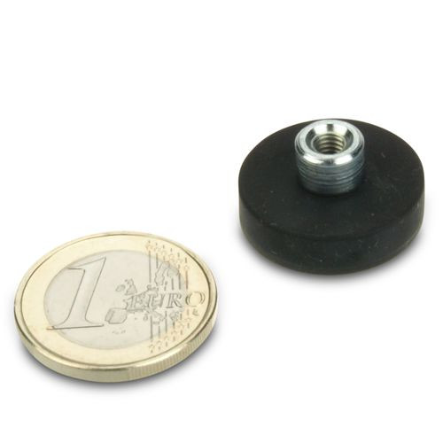 Magnet system Ø 22 mm rubberized with socket M4 - holds 5.8 kg