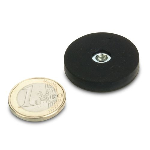 Magnet system Ø 31 mm rubberized, internal thread M5 - holds 7.5 kg