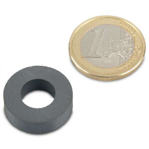 Ringmagnet Ø 20,0 x 10,0 x 6,0 mm Y35 ferrite - holds 780 g