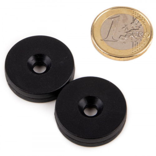 Ringmagnet countersink Ø 25.4 x 4.5 x 6.4 mm plastic coating - black
