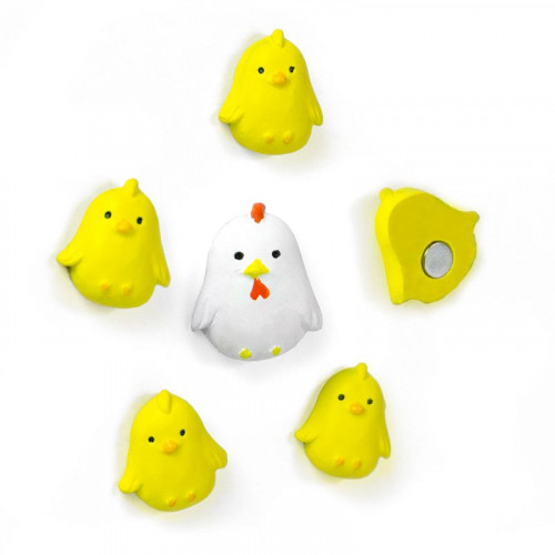 Deco magnets "CHICKEN" - Set with 6 magnet chickens