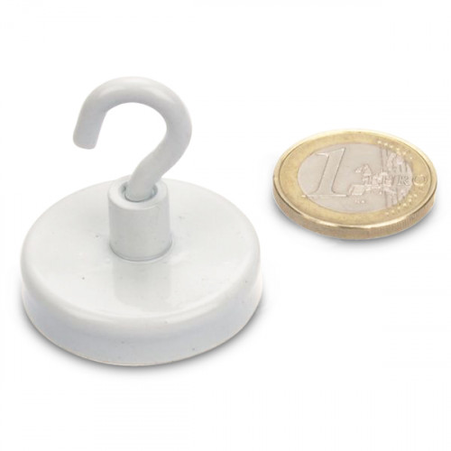 Hook magnet Ø 32 mm FERRITE - white - holds 8 kg