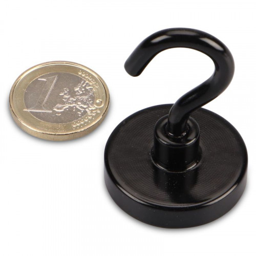 Hook magnet BLACK Ø 32 mm NEODYMIUM - holds 28 kg