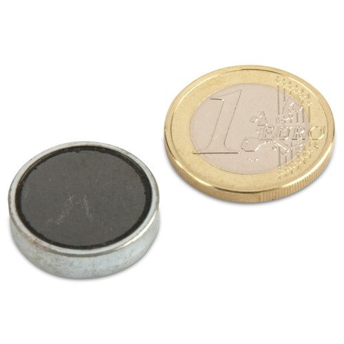 Ferrite pot magnet Ø 20.0 x 6.0 mm, zinc - holds 3 kg