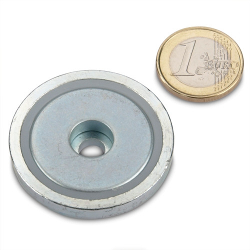 Neodymium pot magnet Ø 42.0 x 9.0 mm with cylinder bore holds 32 kg