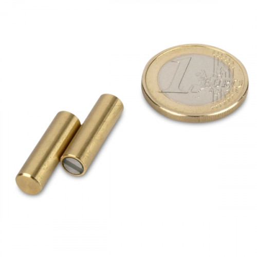 SmCo Deep pot magnet Ø 6 x 20 mm, brass, tolerance h6 - 800 g