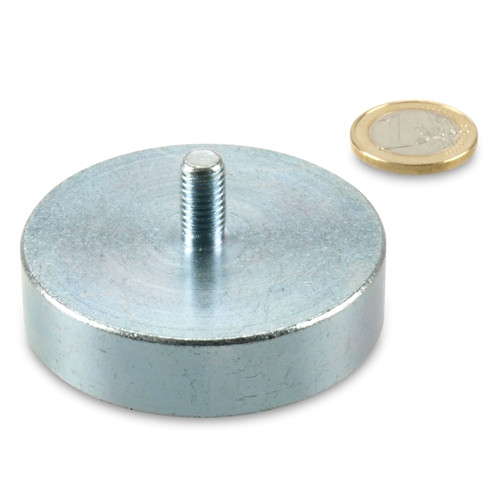 Neodymium pot magnet Ø 60.0 x 15.0 mm, thread M8x15, holds 113 kg