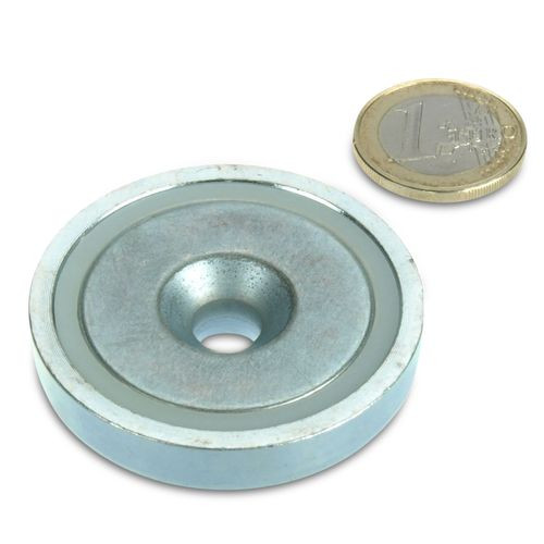 Neodymium pot magnet Ø 48.0 x 11.5 mm with counterbore holds 87 kg