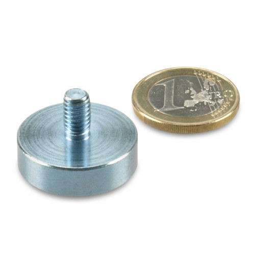 Neodymium pot magnet Ø 25.0 x 7.0 mm, thread M6x10, holds 15 kg